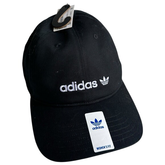 Adidas Originals Womens Black Strapback Hat Adjustable Logo Cap - Picture 2 of 13